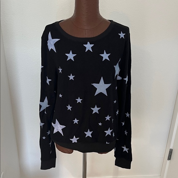 Wildfox Black Sweatshirt with White Star Pattern - Picture 1 of 5